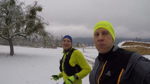 Lars und ich kurz nach der Verpflegung. Da war der Mund noch voll!